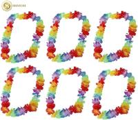 10 guirnaldas de leis hawaianas gruesos de primera calidad, Collares de Flores de Colores para decoraciones de luau, despedidas de Soltero, accesorios de Playa, Fiesta Tropical with flamencos - details 2