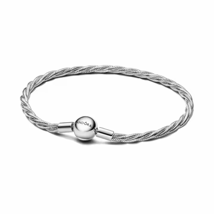 Pulsera Pandora Cadena de Serpiente Trenzada  Cierre Bola - 1