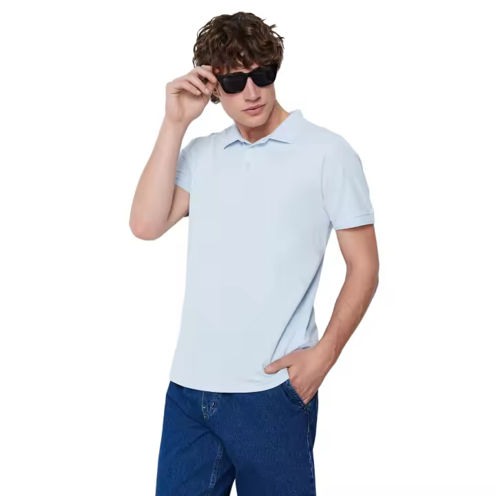 Trendyol Claret Red Slim/Slim Cut Collar Striped Basic 100% Cotton Polo Collar T-Shirt Tmnss20Po0009 - 1