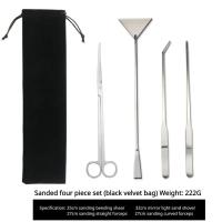 Juego De Tijeras Y Pinzas De Acero Inoxidable Para Limpieza De Tanque De Peces Herramienta De Jardín Con Cuchillas Onduladas Y Rectas Y Escobillas Para Limpieza De Arena - details 3
