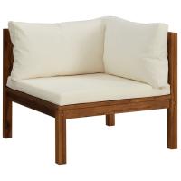 vidaXL Sofá esquinero seccional cojín madera de acacia Gris oscuro, Blanco crema, Conjunto Terraza Muebles Jardín Exterior Juego de Muebles de jardín Mueble Jardín Exterior Muebles de Salon Exterior - details 0