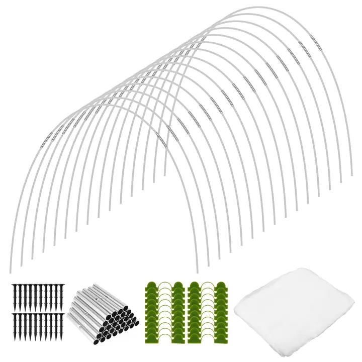 Kit De Jaula De Jardín Con Red De Apoyo Para Plantas Y Caminos Elevados 15 Piezas Marco De Soporte Para Invernadero Fibra De Vidrio Malla De Jardín - 1