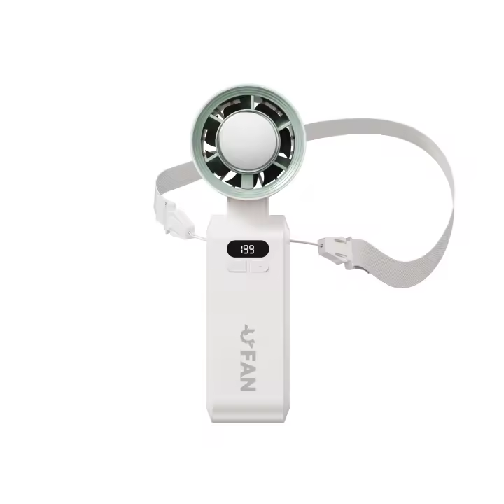 Mini Ventilador de Mano,Función de refrigeración,5000 mAh,viento fuerte y Turbo Ajustable de Velocidad (1-199),Ventilador de Cuello Pequeño Plegable USB para Camping,Viajes,Hogar,Oficina - 1