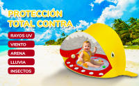 DeFieltro Tienda Playa Bebe UV 50 Protectora - Cortavientos Playa de Tiburón Divertido con Piscina - Carpa Playa Bebe Plegable y Visible - Iglu con Sombrilla y Paravientos - Fácil Instalación - details 0