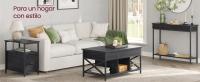 VASAGLE Mesa de Consola, Mesa de Entrada, Mesa de Sofá con 2 Cajones, Marco de Acero, Estable, para Pasillo, Dormitorio, Salón, Estilo Industrial, Gris Carbón y Negro Tinta/Marrón Camello y Negro Tinta - details 1