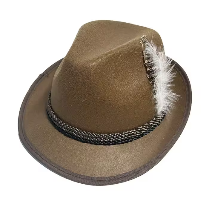 Sombrero De Fiesta Oktoberfest Para Hombres Y Mujeres Sombrero De Cerveza Alemana Con Plumas Para Carnaval Y Fiestas Photo Props Unisex Material De Algodón - 1