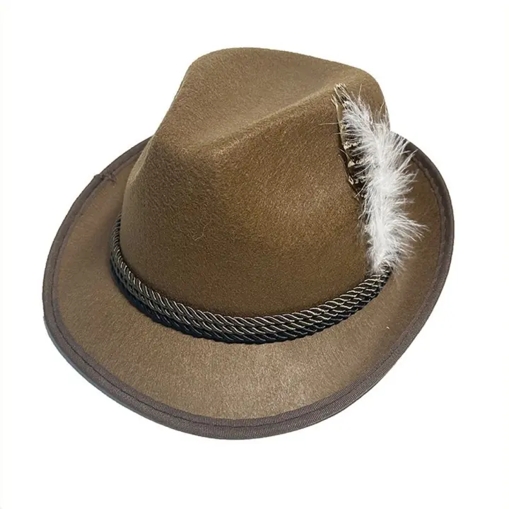 Sombrero De Fiesta Oktoberfest Para Hombres Y Mujeres Sombrero De Cerveza Alemana Con Plumas Para Carnaval Y Fiestas Photo Props Unisex Material De Algodón - 1