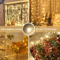 3x3m Cortina De Navidad Con Luz Faeira USB Y Control Remoto Decoración De Ventana LED Para Año Nuevo Fiesta De Navidad - details 1
