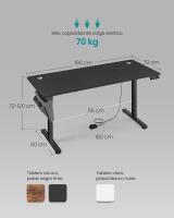 Escritorio Eléctrico Regulable en Altura con 4 Memorias, Bolsillo de Almacenamiento, Para Oficina, Estudio, Blanco, Marrón o Negro, 70x160x72-120 cm - details 17