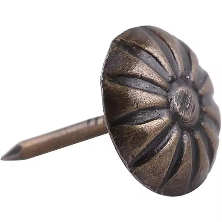 Clavos de bronce para tapicería, 100 clavos decorativos, tachuelas decorativas vintage, clavos decorativos antiguos grandes para tapicería, tapicería de muebles de bronce - 1