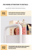 Carro De Tres Niveles En Blanco Con Dos Asientos Altos Y Ruedas Estante De Almacenamiento Para Dormitorio Y Baño - details 7