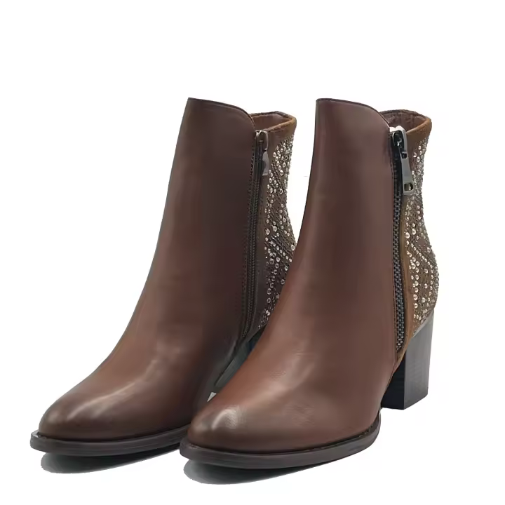 JZ Hermanos Botines de tacón elegantes botines de tobillo con adornos  para mujer - 1