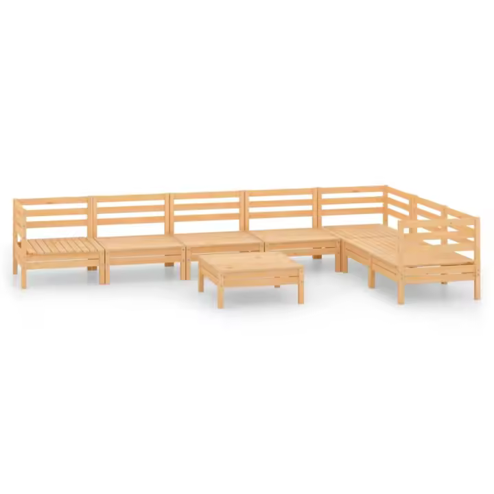 vidaXL Juego de muebles de jardín 8 piezas madera maciza de pino - 1