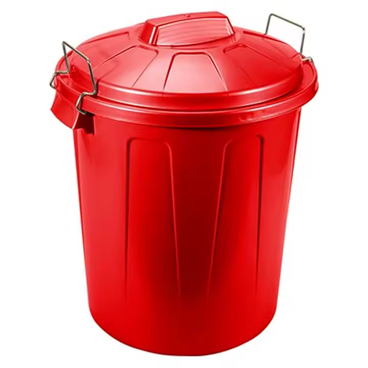 Tradineur - Cubo de basura, plástico, 31 litros, incluye tapa y asas metálicas, contenedor de residuos, papelera, reciclaje, industrial, hogar, fabricado en España, 48,2 x 37,5 cm (Rojo) - 1