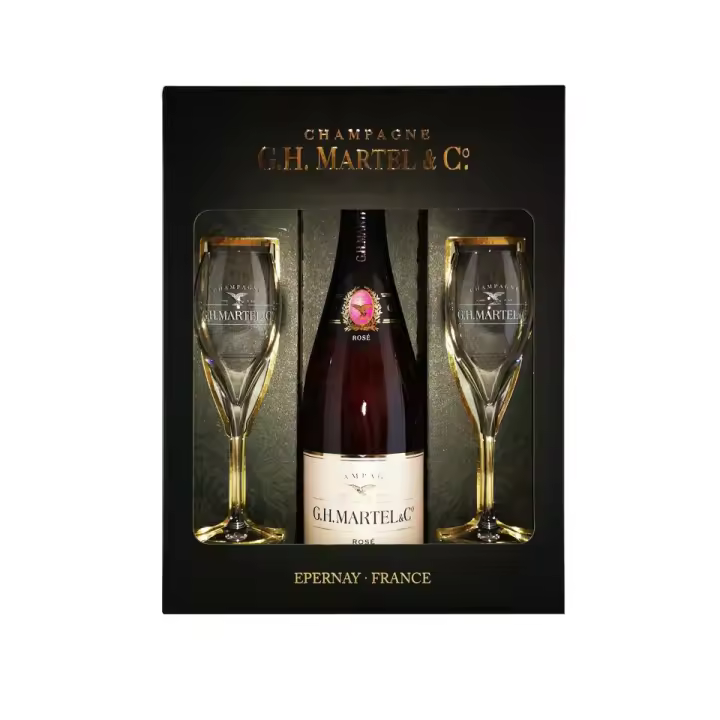 CHAMPAGNE MARTEL ROSE BRUT PACK 2 COPAS 75CL 12% - 1