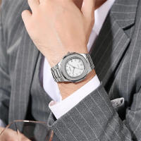 Reloj De Lujo Para Hombre Originate Quadrado De Acero Inoxidable Resistente Al Agua Con Luminiscencia Fecha Y Correa De Acero Reloj De Pulsera De Cuarzo - details 9