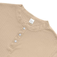 Camiseta De Hombre Estilo Moderno Con Rayas - Cuello Henley Corto Transpirable Y Suave Para Uso Casual - details 6