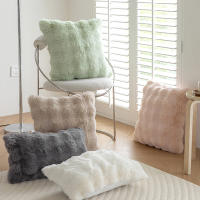 Cojín De Sofá De Velours Imitación De Piel De Conejo Color Sólido Suave Y Cálido Para Sala De Estar Dormitorio Decoración Del Hogar - details 2