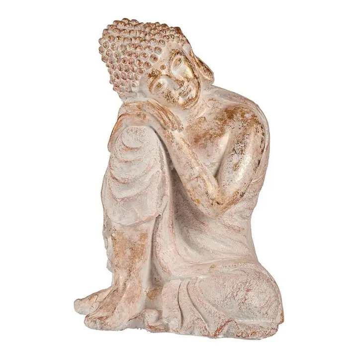 Figura Decorativa para Jardín Ibergarden CC20445 Blanco Dorado Poliresina 35,5 x 54,5 x 42 cm Buda - 1