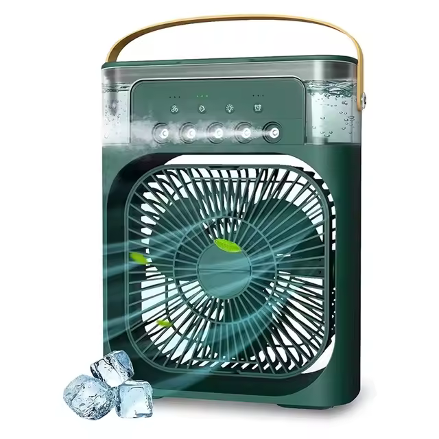 Ventilador de aire acondicionado portátil, minienfriador de aire evaporativo, con luces Led de 7 colores, temporizador de 1/2/3 horas, 3 velocidades de viento - 1