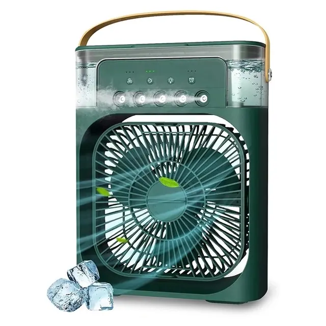 Ventilador de aire acondicionado portátil, minienfriador de aire evaporativo, con luces Led de 7 colores, temporizador de 1/2/3 horas, 3 velocidades de viento - 1