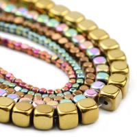 Cuentas De Hierro Natural En Forma De Cubo Y Cuadrado 2/3/4/6MM Colores Azul Y Oro Marrón Para Creación De Joyería Pulseras Y Collares DIY - details 4