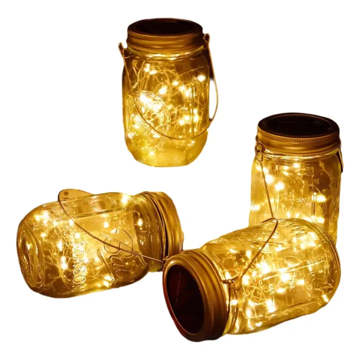 4 PCS Luces solares para exteriores, Luces solares para exteriores impermeables IP65, Luces solares para exteriores con 30 LED, Luces solares para jardín al aire libre, Luces solares para exteriores para césped, bodas, Navidad - 1