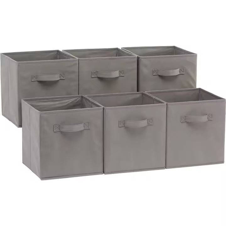 Cube/Organizador de Almacenamiento de Tela Flexible with Asas, Paquete de 6, Gris Solido, 26.6X26.6x 27,9 cm - 1