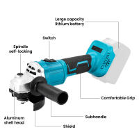 amoladora angular sin escobillas M14 de 125mm, máquina cortadora, amoladora angular eléctrica inalámbrica, herramientas eléctricas para pines de batería Makita de 18V - details 1