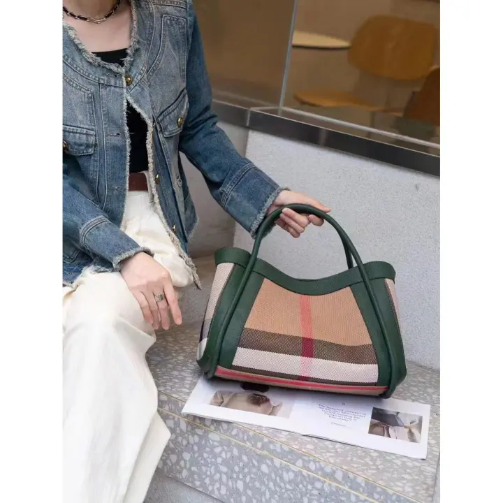 Moda principios de primavera 2025, negocios informales y versátiles para viros, bolso de hombro a cuadros de cuero genuino - 1