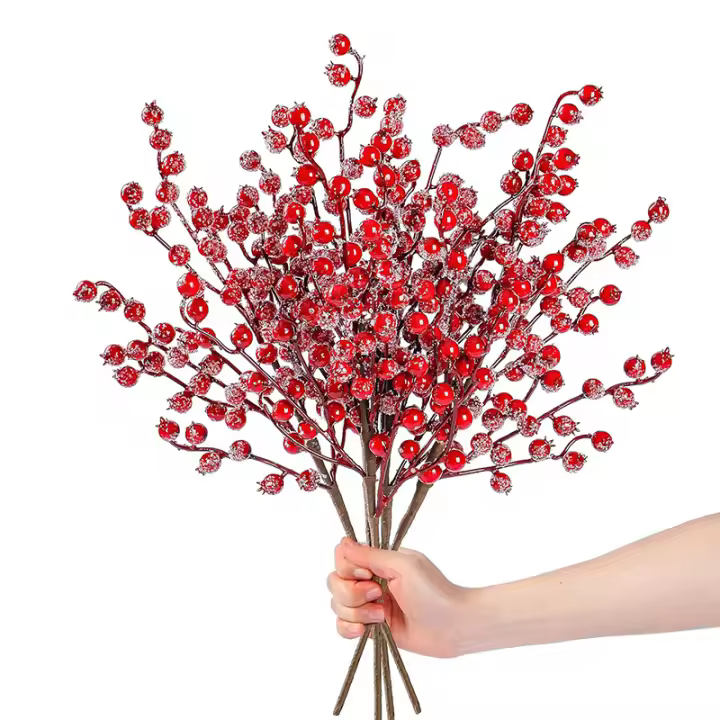 Rama Artificial De Bayas Navideñas Para Adorno De Árbol De Navidad Decoración De Fiesta De Boda Rojo PVC Útil En Aniversarios Y Exhibiciones - 1