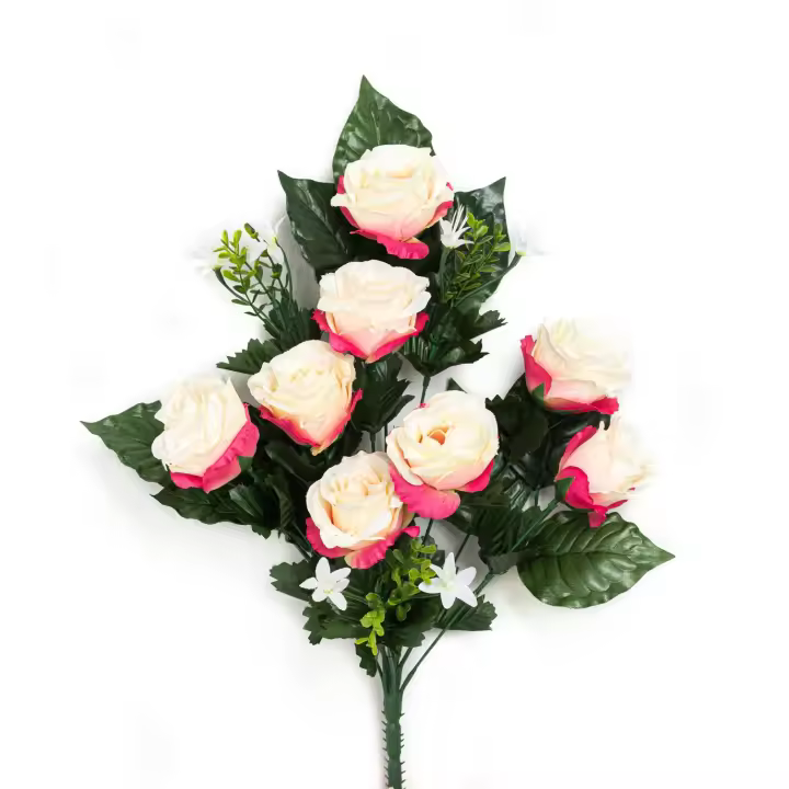 RAMO FLORES TIPO PALMA ROSAS numero de varas  12 53 CM. VALIDO PARA EXTERIOR, TERRAZA, CEMENTERIO, DIFUNTOS - 1