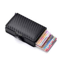 Porta Tarjetas De Crédito De Fibra De Carbono Para Hombres Doble Protección Anti RFID Funda De Monedero Metálico Minimalista Para Negocios Regalo - details 14
