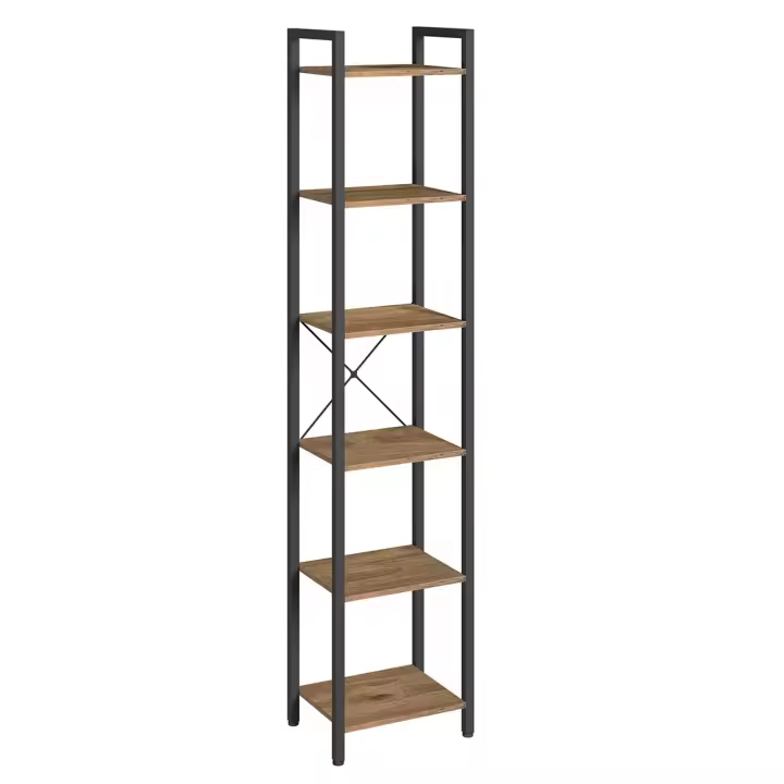 Estantería de 6 niveles multifuncional, librería espaciosa, ideal para oficina, salón, dormitorio y cocina, 40x30x187.5 cm, disponible en greige, marrón rústico y olmo pardo - 1
