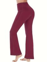 Leggings De Yoga Para Mujer Cintura Alta Levanta Glúteos Estilo Flare Duraderos Elásticos Con Bolsillos Adecuados Para Todas Las Estaciones - details 6