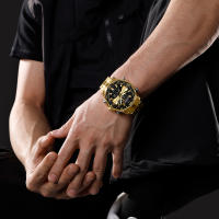 Reloj De Pulsera De Lujo Para Hombre NAVIFORCE NF9234 En Color Negro Y Oro Resistente Al Agua De Acero Inoxidable Cuarzo Deportivo Con Banda De Acero Y Cristal Hardlex - details 4