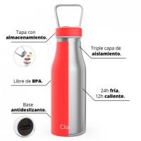Botella Triple Capa 500ml coral Cloen. Acero Inoxidable. 24 horas de frio y 12 horas de calor. - details 0