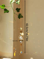 Colgante Boho Catcher De Cristal Hecho a Mano Con Cadena Dorada Para Decoración De Ventana Pared O Jardín Campanas De Viento - details 6