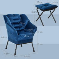 HOMCOM Sillón de Salón con Otomana Sillón de Relax Sillón para Lectura con Bolsillos Laterales y Patas de Acero para Sala de Estar Dormitorio - details 2