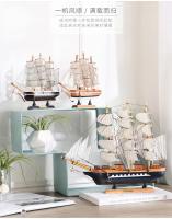 Modelo De Barco De Madera Sólida De Lujo Y Creativo Adorno Retro Para El Hogar Decoración De Arte Hecho a Mano Figura De Madera Para Decoración Del Hogar - details 1