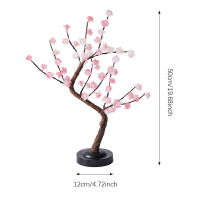Lámpara De Árbol LED Con Flores Rosa Iluminación Nocturna Con Pilas O USB Para Decoración De Habitaciones Oficinas Y Fiestas Regalo De Bonsái Artificiales - details 4