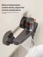 Grifo de bañera de cascada gris con ducha de mano, grifo mezclador de ducha de baño montado en la pared de latón cromado, juego de sistema de ducha - details 3