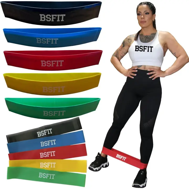BSFIT® Kit Bandas Glúteos Fitness - Set 5 Cintas Elásticas Musculación Látex - 1