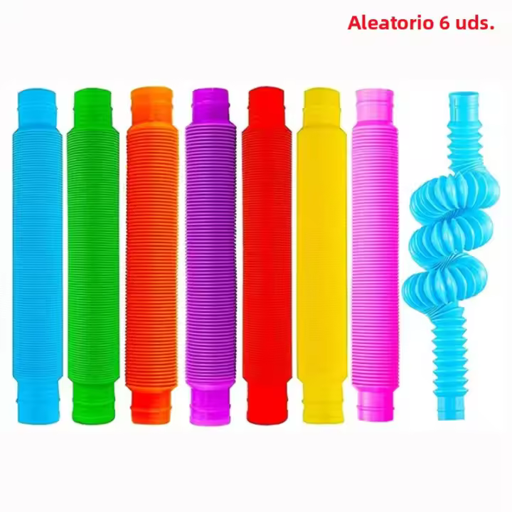 Juguete Sensorial Interactivo Para Niños Y Adultos 6Pcs Tubos Pop Retráctiles De Color Alivio De Estrés Y Ansiedad Juguete Divertido Para Padres E Hijos - 1