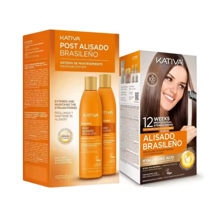 CasaSofia-  Kativa Kit Alisado Brasileño + Post Alisado (Champú y  Acondicionador ) - 1