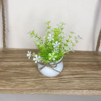 Mini Plantas Simuladas En Maceta Pequeñas Decoración Para El Hogar Plástico BONSAI Verde Artificial Pack De 1 O 2 - details 3