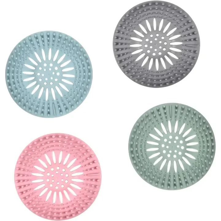 4PCS Sink Ter Silicona, Cubiertas de drenaje de ducha, Catcher Ter de pelo, Ter de baño con ventosa, Ter de pelo universal para fregadero de baño de cocina - 1