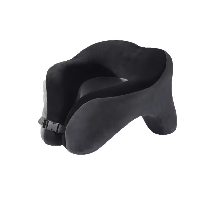 PORCHEDDU Cojín de Viaje Ergonómico en Forma de U - Funda Extraible y Lavable, Soporte PARA EL Cuello para Coche, Oficina y Uso Doméstico-Anti-Manches, Tejido de Punto Suave - Opciones en Negro - 1
