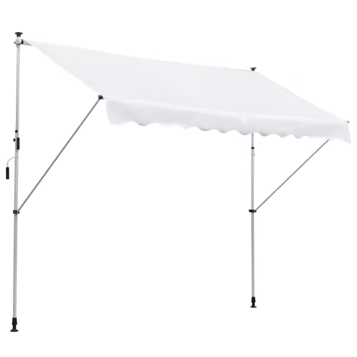 Outsunny Toldo Manual Retráctil para Exterior 300x150x170-280 cm Toldo Enrollable Altura Ajustable con Manivela Protección Solar para Terraza Balcón Jardín - 1