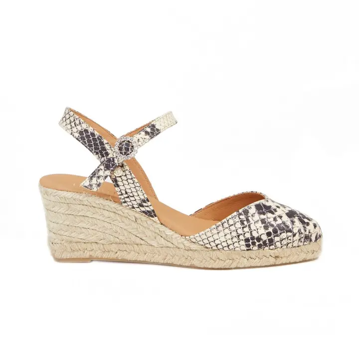 Sandalias de Cuña Mujer Diana Oro - LA VALETA - Piel Laminada - Comodidad y Calidad Artesanal - 1